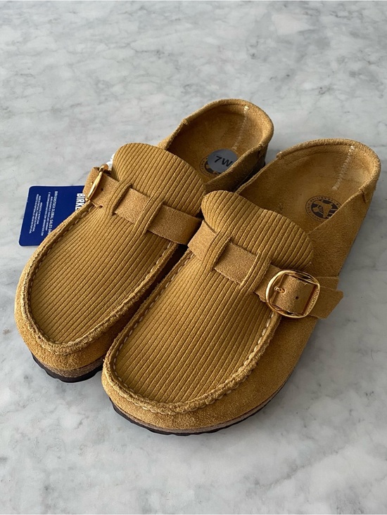 Birkenstock Shoes - Birkenstock Corduroy Mule Clogs in Mustard